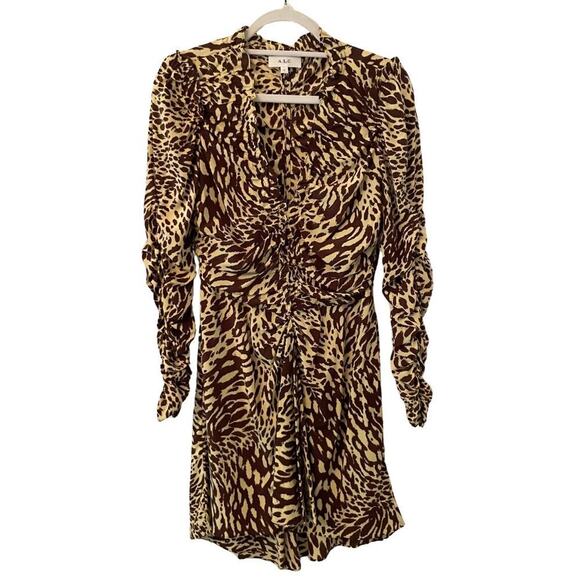 A.L.C. Marcie Silk Ruched Long Sleeve Mini Dress Size 6 752J - Picture 3 of 15